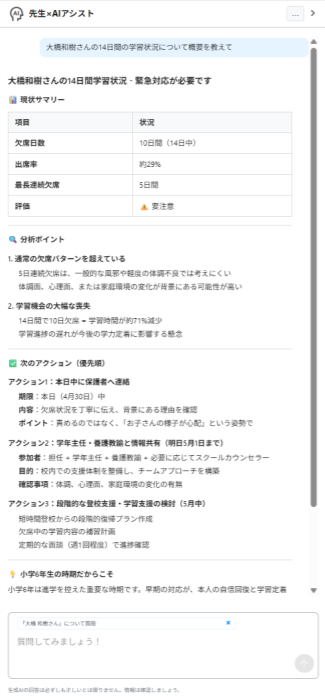 AIチャットの画面イメージ